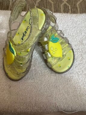 Cat & Jack Yellow Glitter Jelly Sandals with Lemon Charm